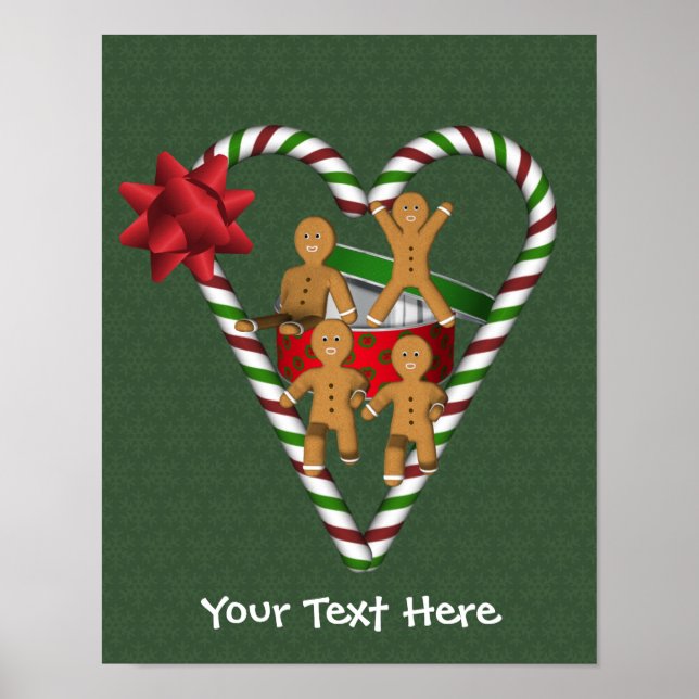 Pepparkaksgubbe Candy cane Heart Helgdag Poster (Framsidan)
