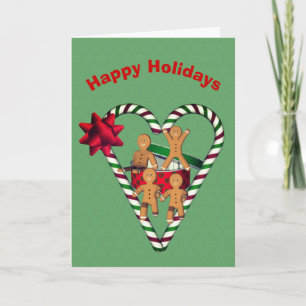 Pepparkaksgubbe Candy cane Heart-julkort Helgkort