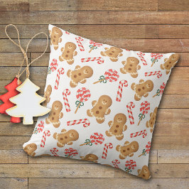 Pepparkaksgubbe Candy cane Lollipop Mönster Kudde