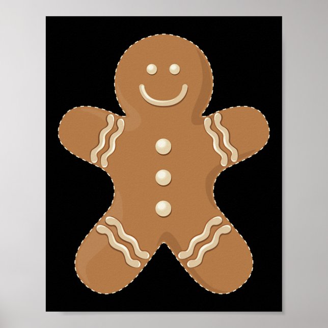 Pepparkaksgubbe Cookie Biscuit Roligt Food jul Poster (Framsidan)