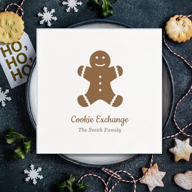 Pepparkaksgubbe Cookie Exchange Pappersservett (Gingerbread Man Cookie Exchange Napkins)