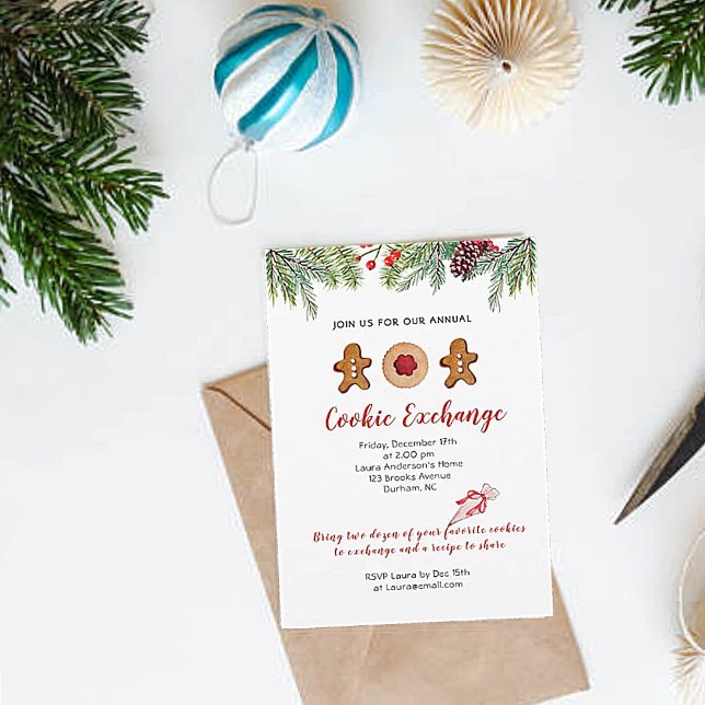 Pepparkaksgubbe Cookie Exchange-partinbjudan Meddelande (Skapare uppladdad)