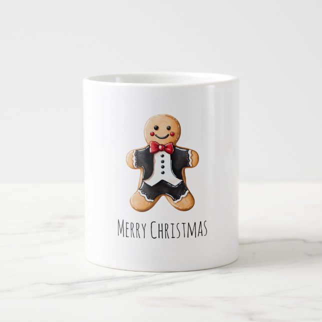 Pepparkaksgubbe Cookie i Tuxedo-julen Jumbo Mugg (Framsidan)