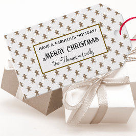 Pepparkaksgubbe Cookie Mönster God jul 10 Presentetikett