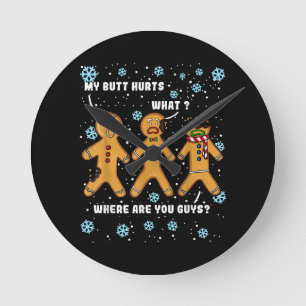 Pepparkaksgubbe Cookie My Butt Ontr Funny Christm Rund Klocka