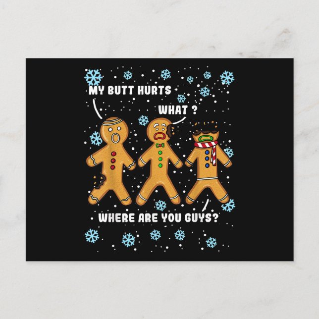 Pepparkaksgubbe Cookie My Butt Ontr Funny Christm Vykort (Framsida)