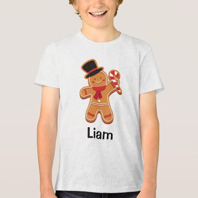 Pepparkaksgubbe Cookie Personlig Namn T Shirt (Framsida)