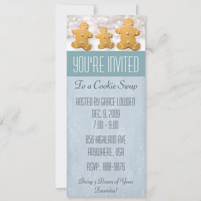 Pepparkaksgubbe Cookie Swap-inbjudan Inbjudningar (Framsida)