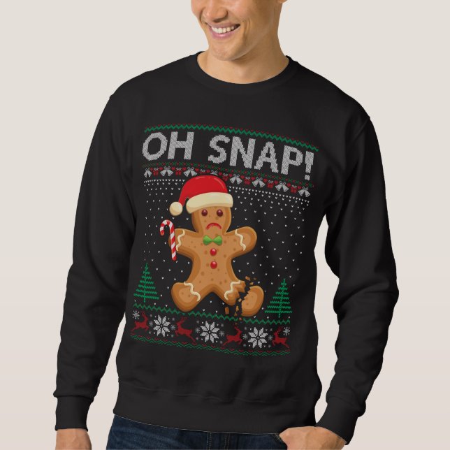 Pepparkaksgubbe Cookie Ugly Sweater Oh Snap Christ Lång Ärmad Tröja (Framsida)