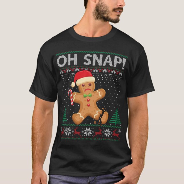 Pepparkaksgubbe Cookie Ugly Sweater Oh Snap Christ T Shirt (Framsida)