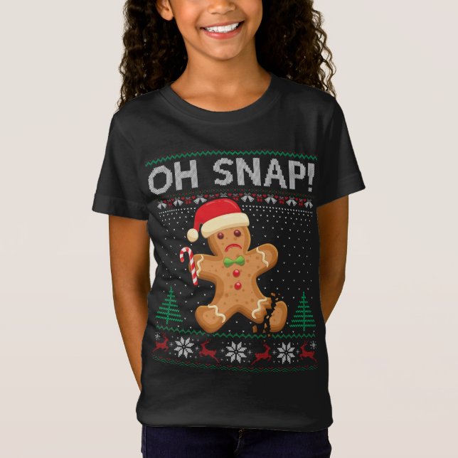 Pepparkaksgubbe Cookie Ugly Sweater Oh Snap Christ T Shirt (Framsida)