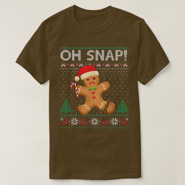 Pepparkaksgubbe Cookie Ugly Sweater Oh Snap Christ T Shirt (Design framsida)