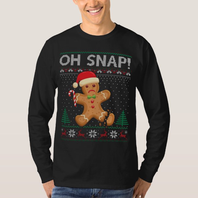 Pepparkaksgubbe Cookie Ugly Sweater Oh Snap Christ T Shirt (Framsida)