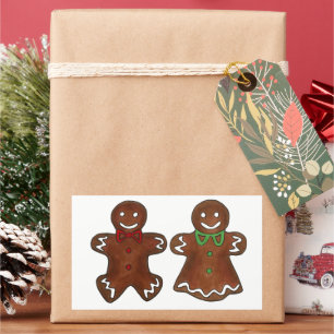 Pepparkaksgubbe Dam Woman jul Julafton Cookie Rektangulärt Klistermärke