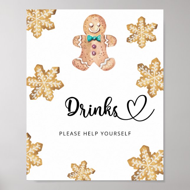 Pepparkaksgubbe - Drycker, hjälp dig själv  Affisc Poster (Framsidan)