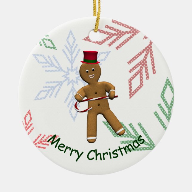 Pepparkaksgubbe för avstämning av Tecknad Julgransprydnad Keramik (Framsidan)