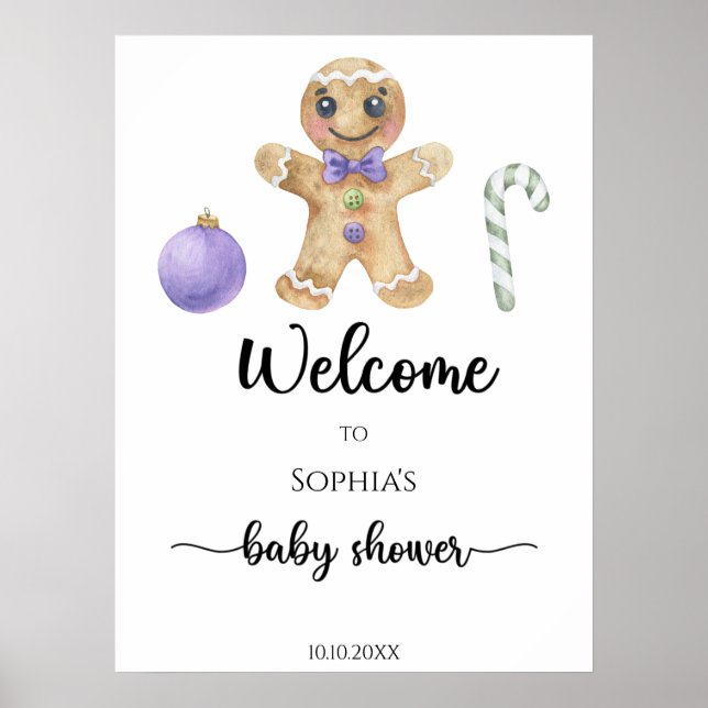 Pepparkaksgubbe för babyduschskum poster (Framsidan)
