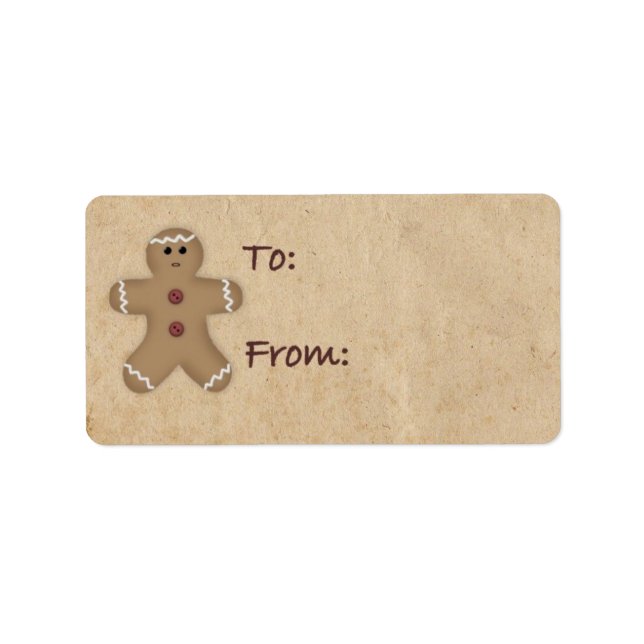 Pepparkaksgubbe Gift-etikett Adressetikett (Framsidan)