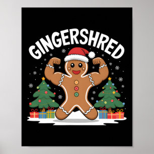 Pepparkaksgubbe Gingershred Funny Gym Workout Chri Poster