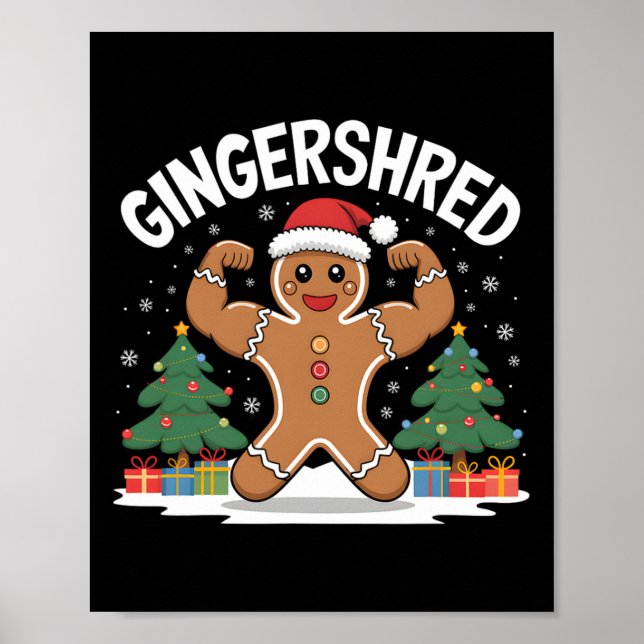 Pepparkaksgubbe Gingershred Funny Gym Workout Chri Poster (Framsidan)