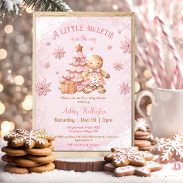 Pepparkaksgubbe Girl Rosa jul Baby Shower Inbjudningar