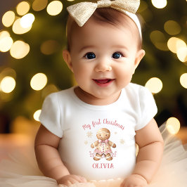 Pepparkaksgubbe Girl Rosa Namn Första jul T Shirt
