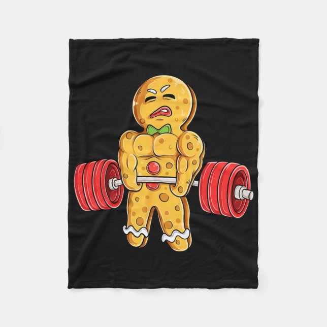 Pepparkaksgubbe Gym Bodybuilding Weightlyftchr Fleecefilt (Framsidan)