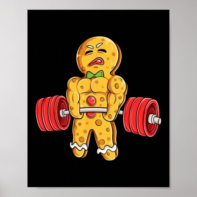 Pepparkaksgubbe Gym Bodybuilding Weightlyftchr Poster (Framsidan)