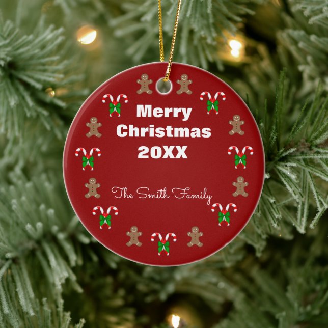 Pepparkaksgubbe i Personligen Candycanes Julgransprydnad Keramik (Träd)