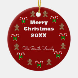 Pepparkaksgubbe i Personligen Candycanes Julgransprydnad Keramik