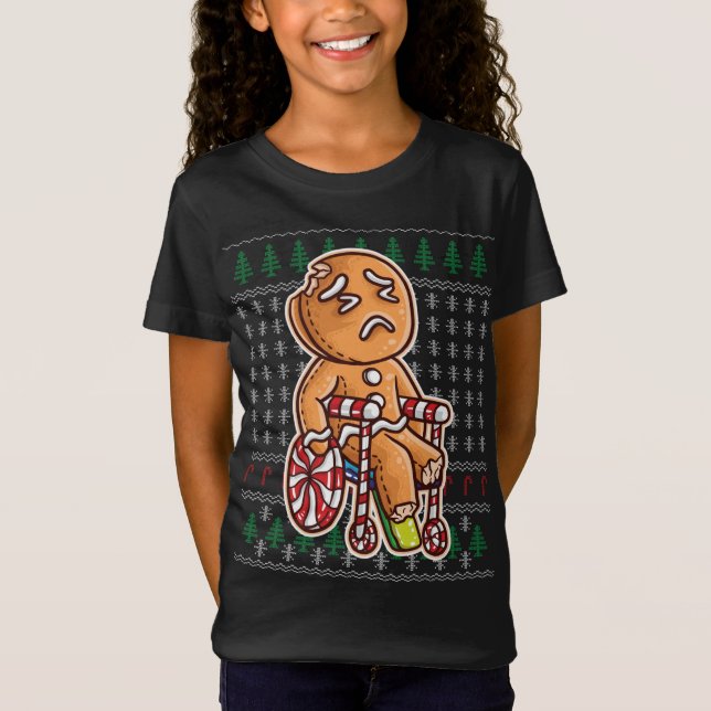 Pepparkaksgubbe i rullstol Broken Leg Joke Cook T Shirt (Framsida)