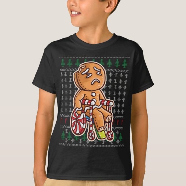 Pepparkaksgubbe i rullstol Broken Leg Joke Cook T Shirt (Framsida)