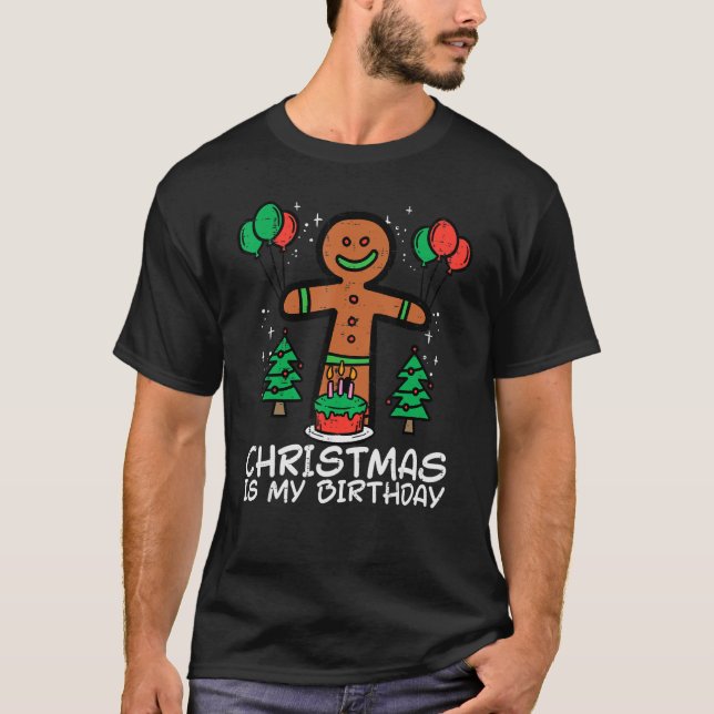 Pepparkaksgubbe jul är min födelsedag Julafton Man T Shirt (Framsida)