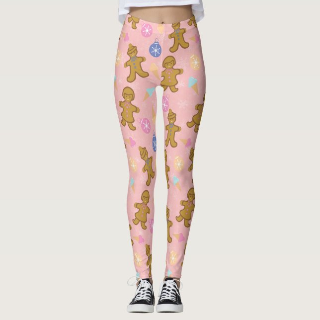Pepparkaksgubbe,Jul bollar Leggings (Framsida)