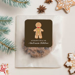 Pepparkaksgubbe jul fyrkantigt klistermärke<br><div class="desc">Gingerbröd-kakor,  temat juldesign.</div>