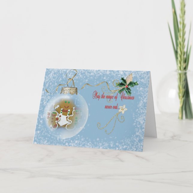 Pepparkaksgubbe Jul Ornament Helgkort (Framsida)