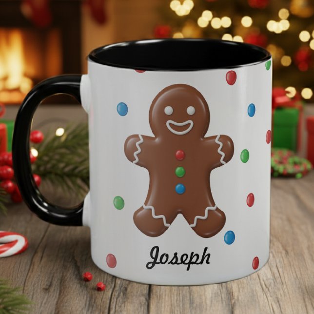Pepparkaksgubbe jul prickig höjdare mugg (Gingerbread Man Christmas Polka Dot Holiday Mug
)