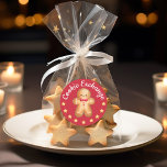 Pepparkaksgubbe jul runt klistermärke<br><div class="desc">Red God jul Cute Pepparkaksgubbe Classic Round Sticker.</div>