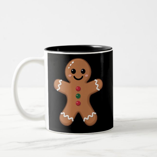Pepparkaksgubbe julbakning semester Två-Tonad mugg (Vänster)