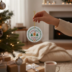 Pepparkaksgubbe & Julkrans Julgransprydnad Keramik