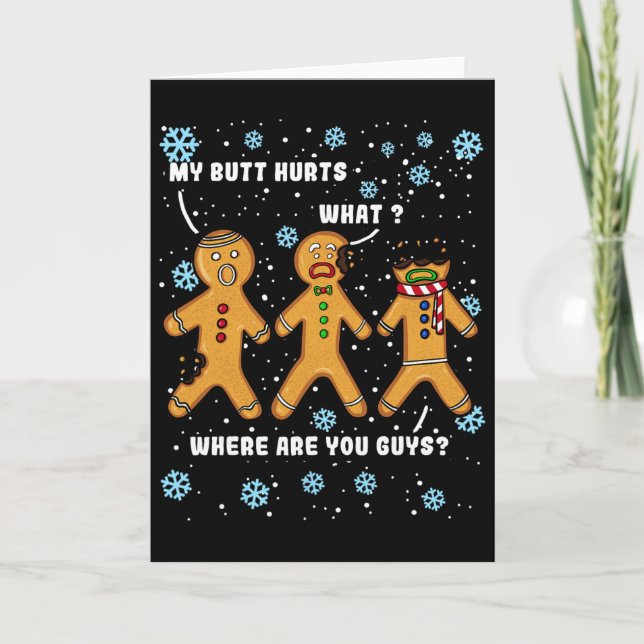 Pepparkaksgubbe Kaka Mitt Röv Gör Ont Rolig Jul Kort (Framsida)