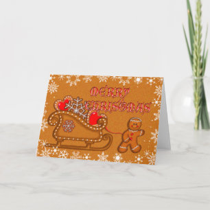 PEPPARKAKSGUBBE, KAKA & SLEIGH av SHARON SHARPE Helgkort