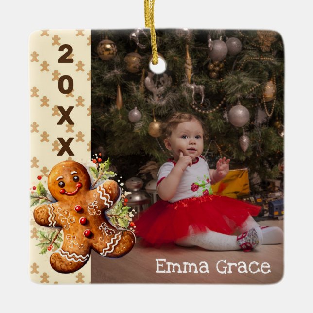 Pepparkaksgubbe Kids jul Photo Ornament (Framsida)