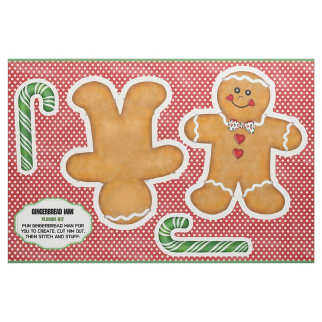Pepparkaksgubbe Klipp ut och Sew Plushie Kit Fabri Tyg (Fat Quarter)