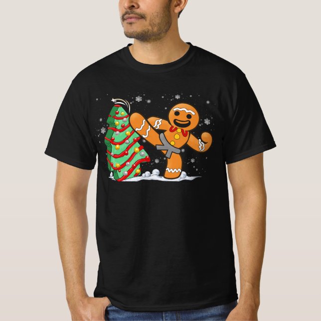 Pepparkaksgubbe Kung fu julklapp Cookie Can T Shirt (Framsida)