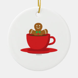 Pepparkaksgubbe Lättare i Hett Chocolate Red Kopp Julgransprydnad Keramik