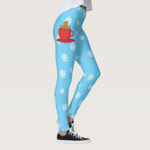 Pepparkaksgubbe Lättare i Hett Chocolate Red Kopp Leggings