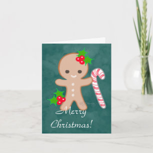 Pepparkaksgubbe med Candy cane Helgkort