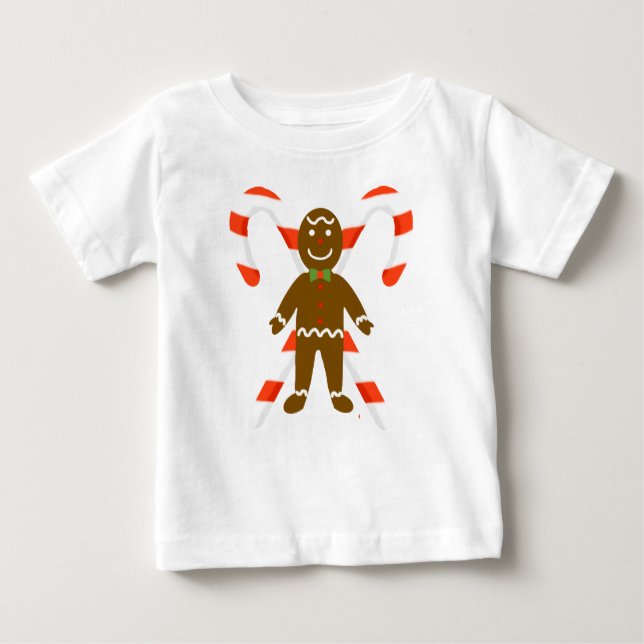Pepparkaksgubbe med Candy cane Småbarn T-Shirt (Framsida)