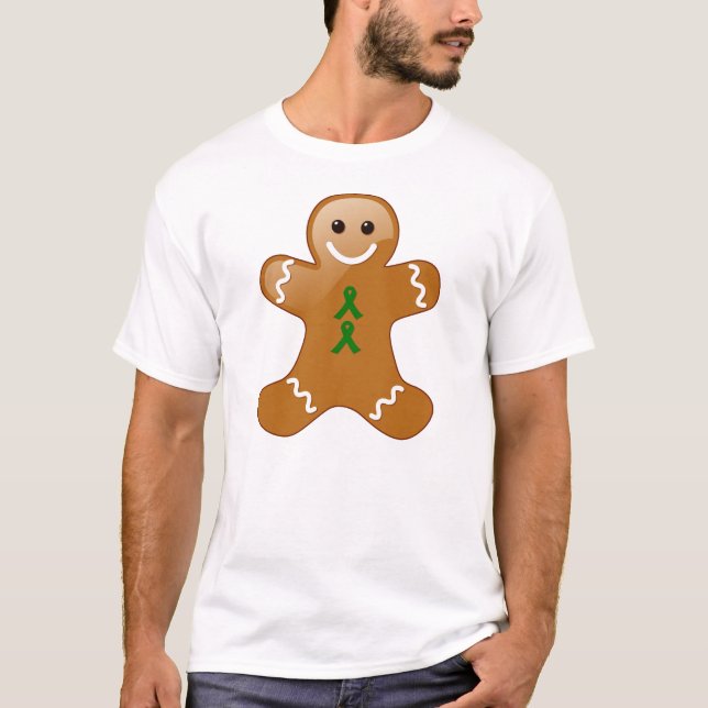 Pepparkaksgubbe med Grönt Awareness Rosett band T Shirt (Framsida)